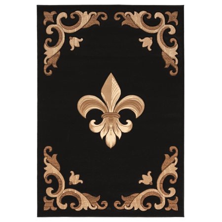 UNITED WEAVERS OF AMERICA United Weavers of America 2050 11770 28C 2 ft. 7 in. x 7 ft. 4 in. Bristol Barnsley Black Rectangle Runner Rug 2050 11770 28C